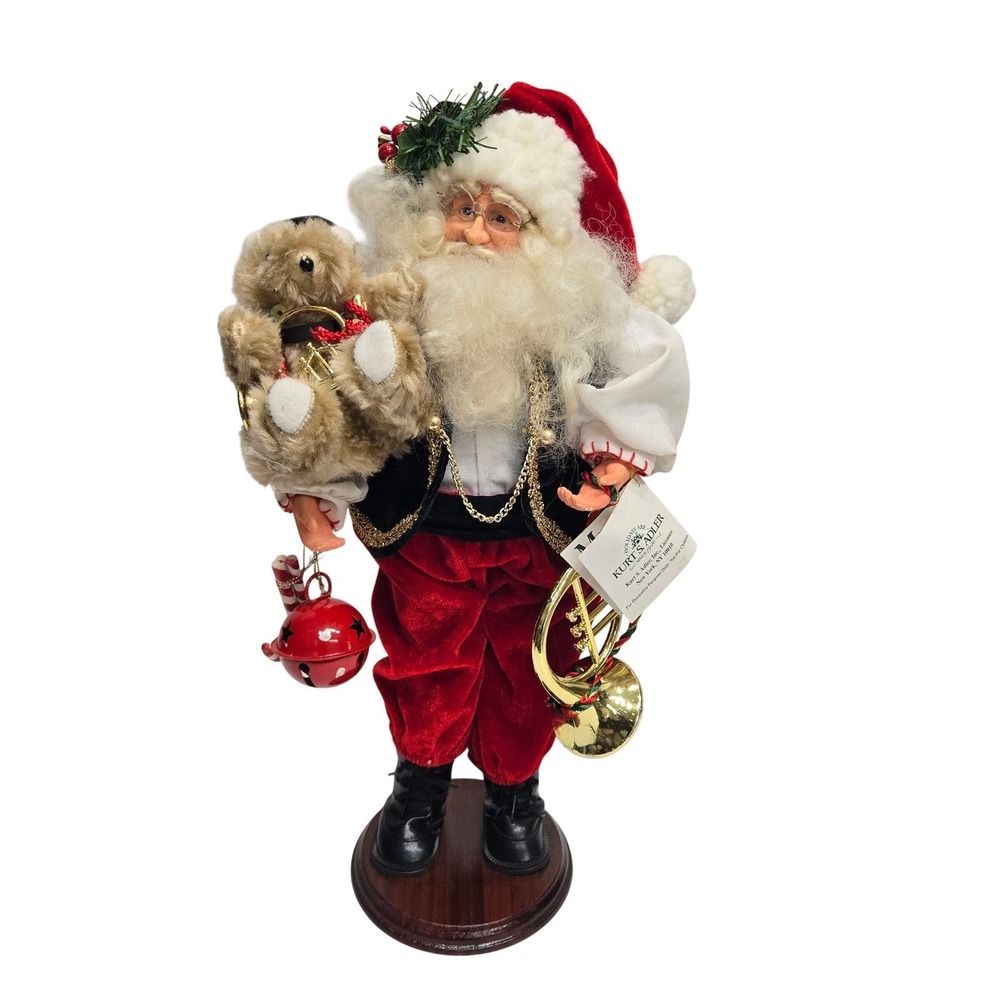 Kurt S Adler Mary Beth Designs Santa Claus Figurine 16" Teddy Bear French Horn